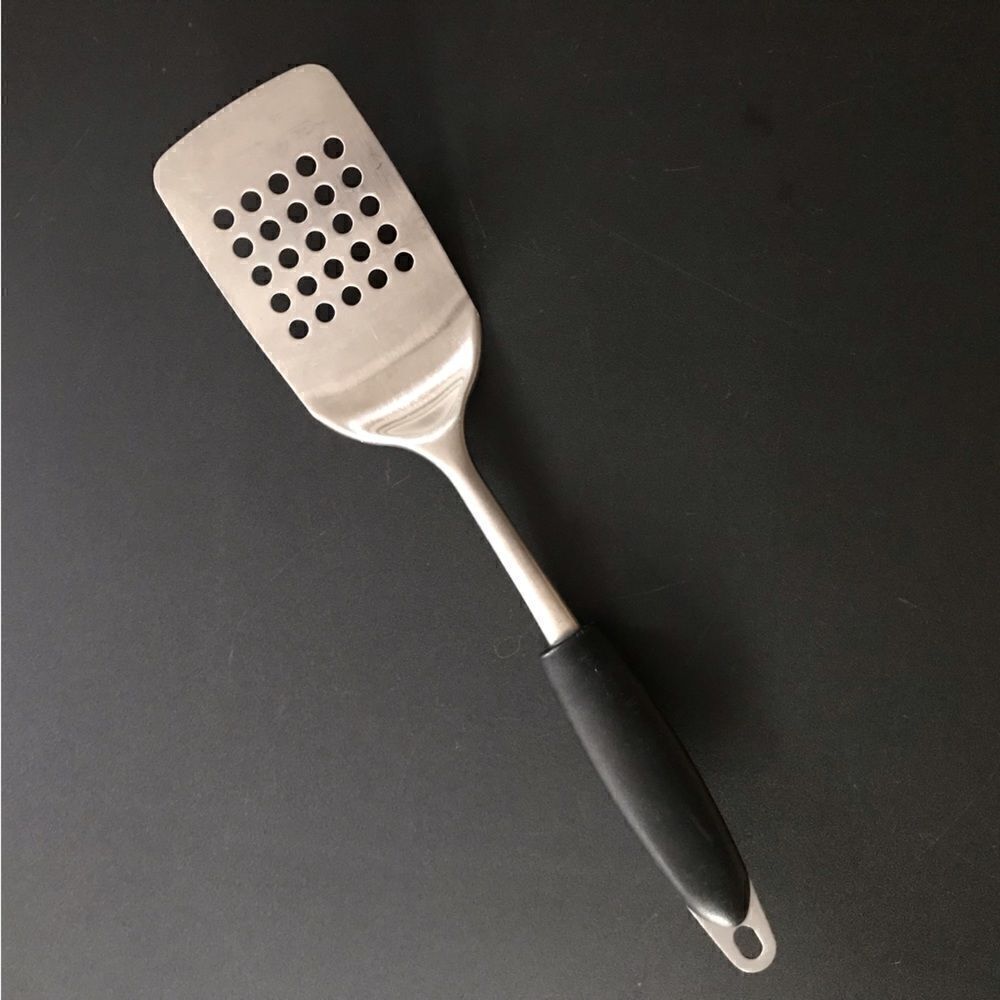 INOX Edelstahl Rost Frei 18/8 Stainless Pierced Slotted Black Handle 14” Spatula